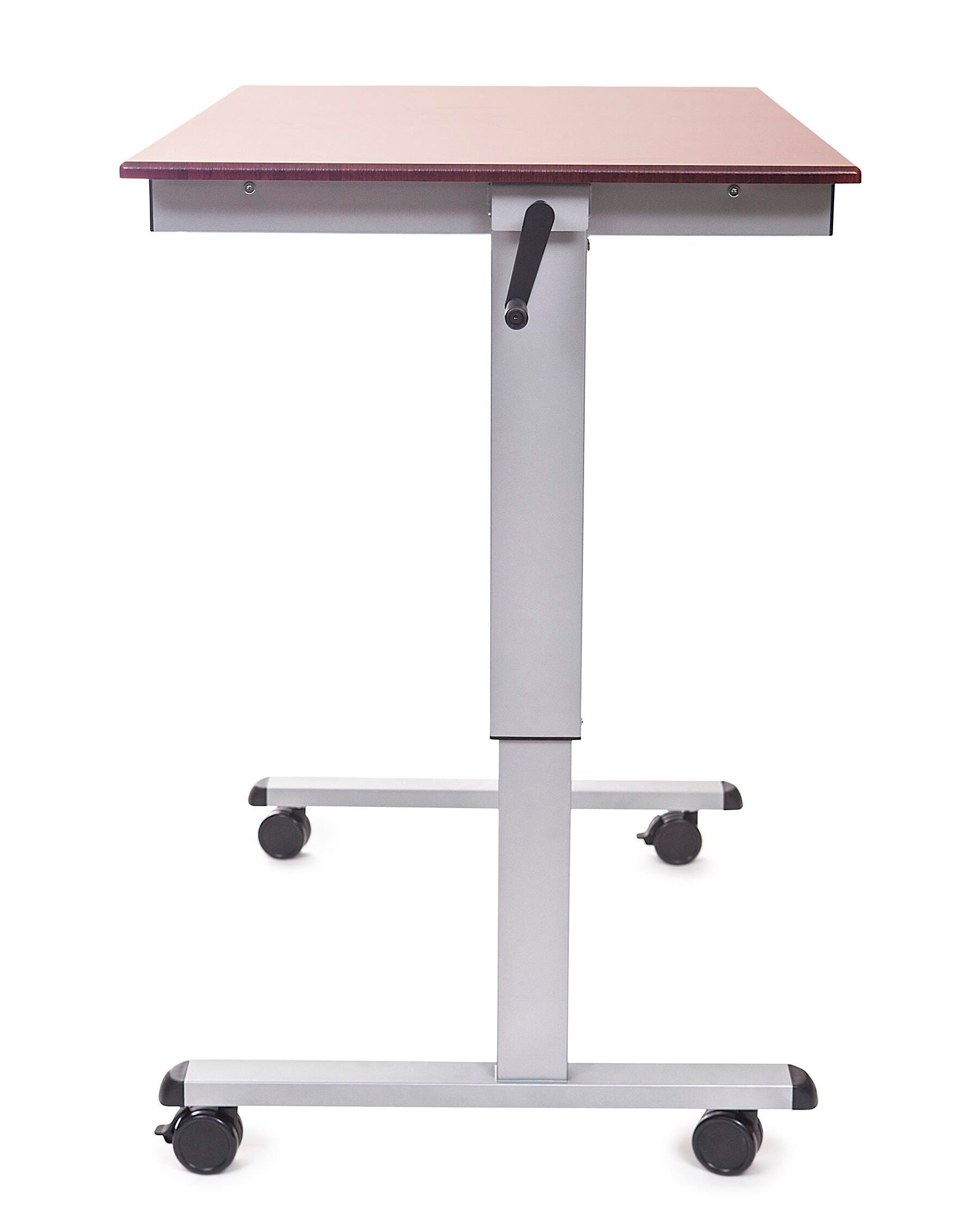 Luxor 48 Inch Stand Up Desk, Crank Height Adjustable 29-1/2 to 45-1/4 Inches, Dark Walnut, Item Number 1559581